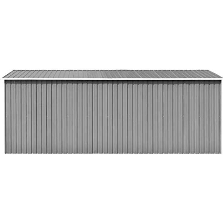vidaXL Gerätehaus 257x489x181cm Metall Grau Geräteschuppen Schuppen Gartenhaus Gartenschuppen Lagerschuppen Werkzeugschuppen Gartenaufbewahrung – Bild 5