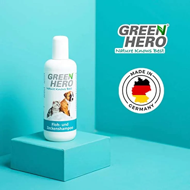 Green Hero Floh- und Zeckenshampoo für Hund & Katze schützt vor Flöhen, Zecken, Milben, Läusen & Parasiten 250ml Hundeshampoo & Katzenshampoo ohne Silikone, Parabene & Mikroplastik – Bild 3