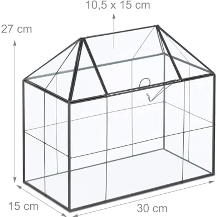 Relaxdays Großes Pflanzenterrarium in Hausform, Glas, ideal für Sukkulenten und Moos, Maße 27 x 30 x 15 cm – Bild 4