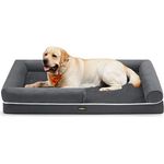 Feandrea Orthopädisches Hundebett, weiche Polsterung, erhöhte Ränder, abnehmbarer Bezug, waschbar, rutschfeste Unterseite, dunkelgrau