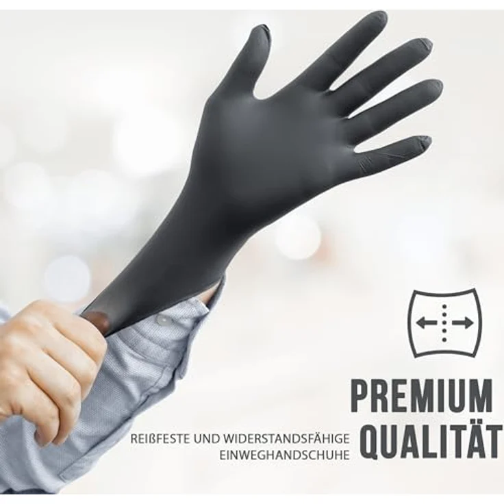 IEA Medical Nitrilhandschuhe Schwarz – Einweghandschuhe, puder- & latexfrei, reißfest, für Allergiker geeignet, geprüft & vielseitig einsetzbar, Größe S – Bild 3