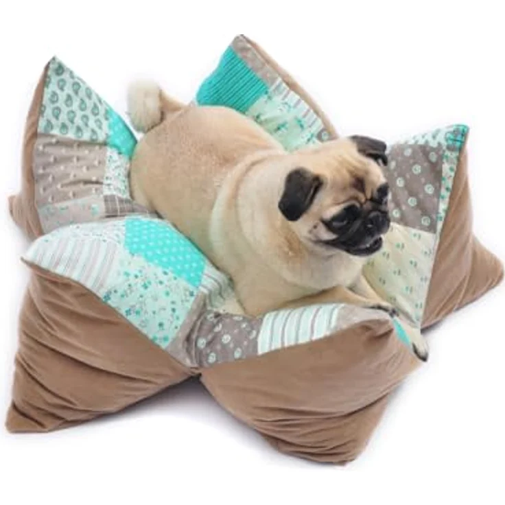 Aumüller Sternenkissen Patchwork Grün - 85 cm - Liegekissen für Hunde und Katzen – Bild 5