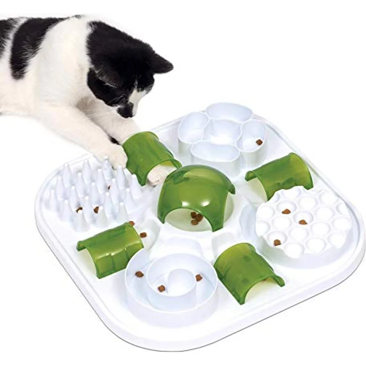 Catit Play Treat Puzzle, interaktives Spielzeug für Katzen mit 6 lustigen Aktivitäten, BPA-frei – Bild 1