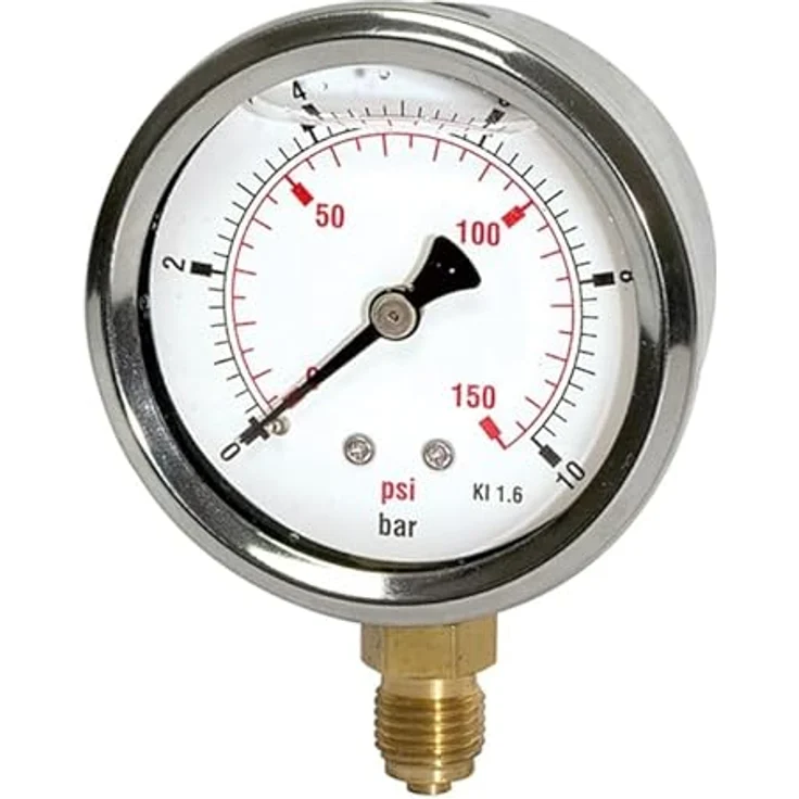 RIEGLER Glyzerinmano »pressure line«, G 1/4 unten, Druckbereich 0-6,0 bar/90 psi, Ø 63, CrNi-Stahlgehäuse, 1Stk. – Bild 1