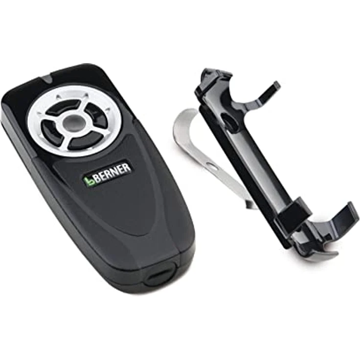 Berner Miniatur Handsender BDS150SET (Fernbedienung für Garagentorantriebe, inkl. Wandhalterung + Sonnenblenden-Klipp, Frequenz 868 MHz, 5 Kanal, orangenes LED-Licht, inkl. Batterie) 2907929