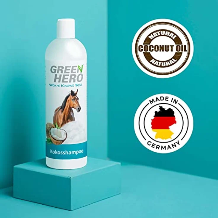GreenHero Kokosshampoo für Pferde, 500 ml - natürliches Kokosöl, pH-neutral, seidig glänzendes Fell – Bild 3