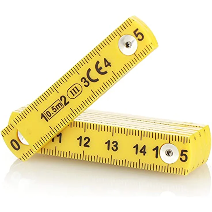 com-four® 5x Mini-Zollstock Schlüsselanhänger, 50 cm flexibler Gliedermaßstab in 5 Farben (gelb, rot, blau, grün, weiß), chemikalienresistent und rutschfest – Bild 5