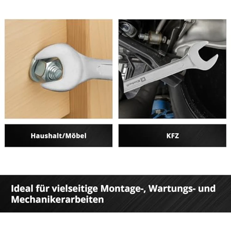 Einhell Werkzeugkoffer E-Case 370521, 19-teiliges Gabel-Ringschlüssel-Set aus Chrom-Vanadium-Stahl, Carbon-Optik – Bild 8