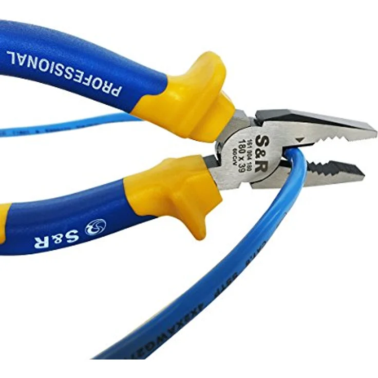 S&R Kombizange 180 mm, Cr-V, induktiv gehärtete Schneidkante, 2-Komponentengriffe, gummiert – Bild 5