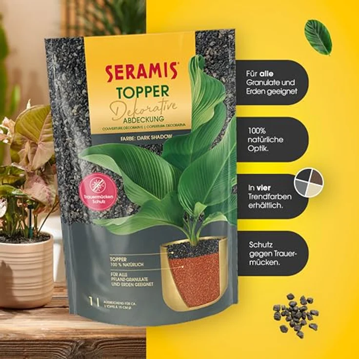 Seramis Pflanzgranulat Topper dark shadow, dekorative Abdeckung für Innen & Außen, 1 L – Bild 2