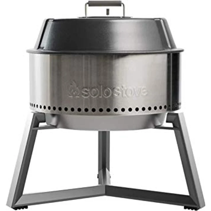 Solo Stove tragbarer Holzkohle-Grill, Inkl. Standfuß, Grillhaube, Grillwerkzeug, Schutzhülle, 1,8kg Holzkohle, 304 Edelstahl, (HxB) 74,7x55,9 cm - Silber – Bild 1