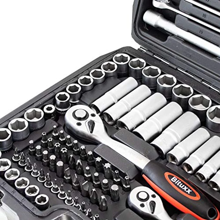 BITUXX Werkzeugkoffer 215 tlg Knarrenkasten Ratschenkasten Nusskasten Stecknuss Umfangreiches Set mit 1,2 1,4 3,8 Ratschen und Zubehör – Bild 6