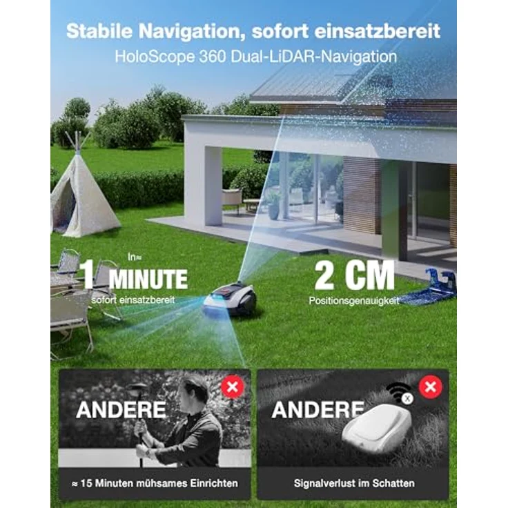ECOVACS Mähroboter GOAT O1200 LiDAR PRO, vollautomatischer TruEdge Trimmer mit AIVI 3D Hinderniserkennung, Dual-LiDAR Navigation und IPX6 Wasserschutz, white-black One Size – Bild 4