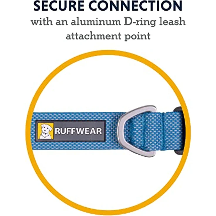 RUFFWEAR Hundehalsband Hi & Light, ultrastark und leicht, Starkes Tubelok-Gewebe, Aluminium-Leinenbefestigungsring und Schnalle, stilvolles Halsband, Blue Dusk (L, 51-66cm) – Bild 4