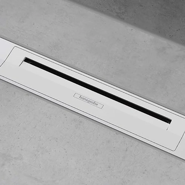 hansgrohe Fertigset Duschrinne RainDrain Flex, 900mm Abflussrinne, kürzbar, Mattweiß, für bodenebene Dusche – Bild 2