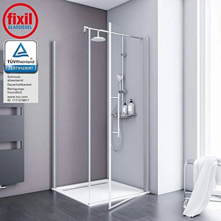 Schulte EP321506 01 500 Duschkabine Alexa Style 2.0 Drehtür Seitenwand, 90 x 90 cm, 192 cm, 5 mm Sicherheitsglas klar hell beschichtet, alunatur – Bild 2