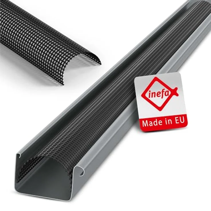 INEFA Laubschutzgitter 2m x 68mm, PVC Dachrinnen Laubschutz, schwarz, Made in Germany, witterungsbeständig, einfache Montage – Bild 1