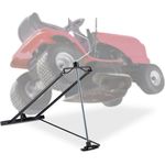 Relaxdays Rasentraktor Hebevorrichtung schwarz, Stahlkonstruktion bis 400 kg, stufenlos einstellbar bis 45 Grad