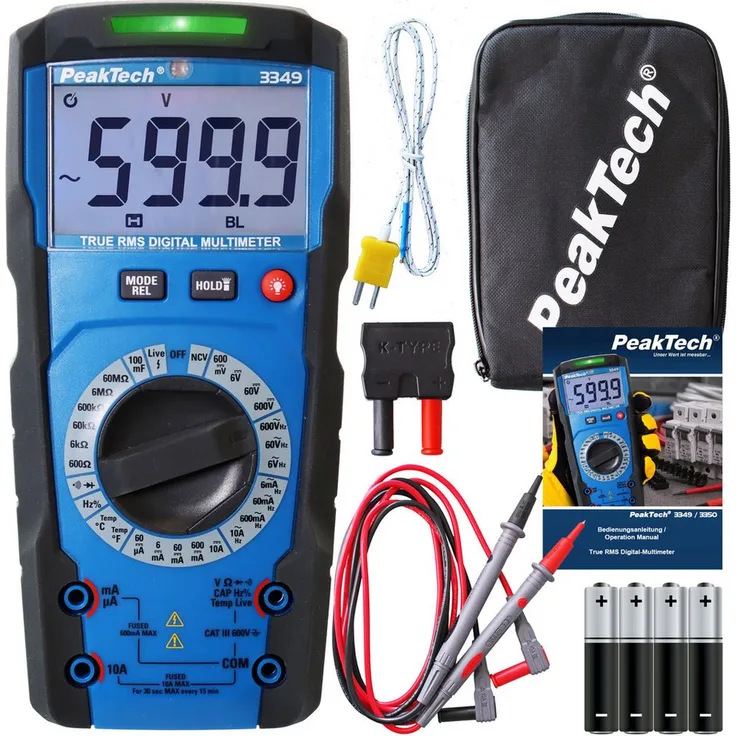 PeakTech Multimeter PeakTech 3349: Profi True RMS Digitalmultimeter ~ 6.000 Counts ~ 600V, gelb