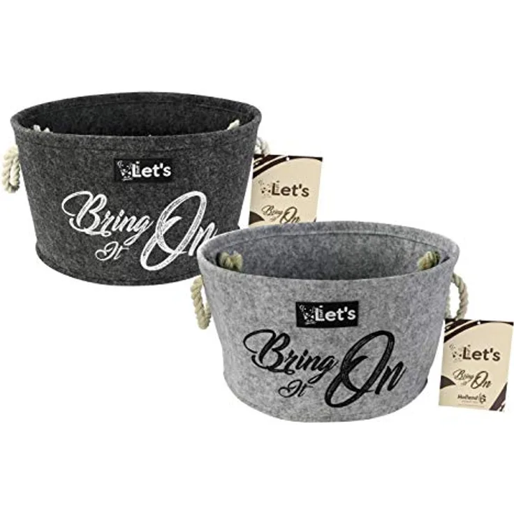 Let's stuff it Dog Basket - Aufbewahrungskorb für Hundespielzeug - Korb - Polyester - Hundespielzeug - Grau - 20cm