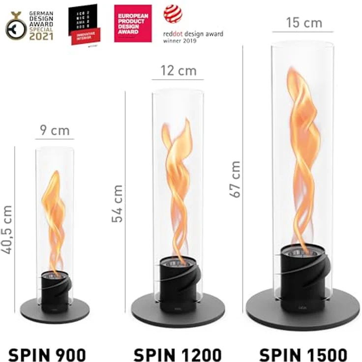höfats Spin 1500 Schwarz NEUES Modell mit verlängerter Brenndauer - flüssig Bioethanolkamin, Edelstahl Tischfeuer für Indoor und Outdoor – Bild 2