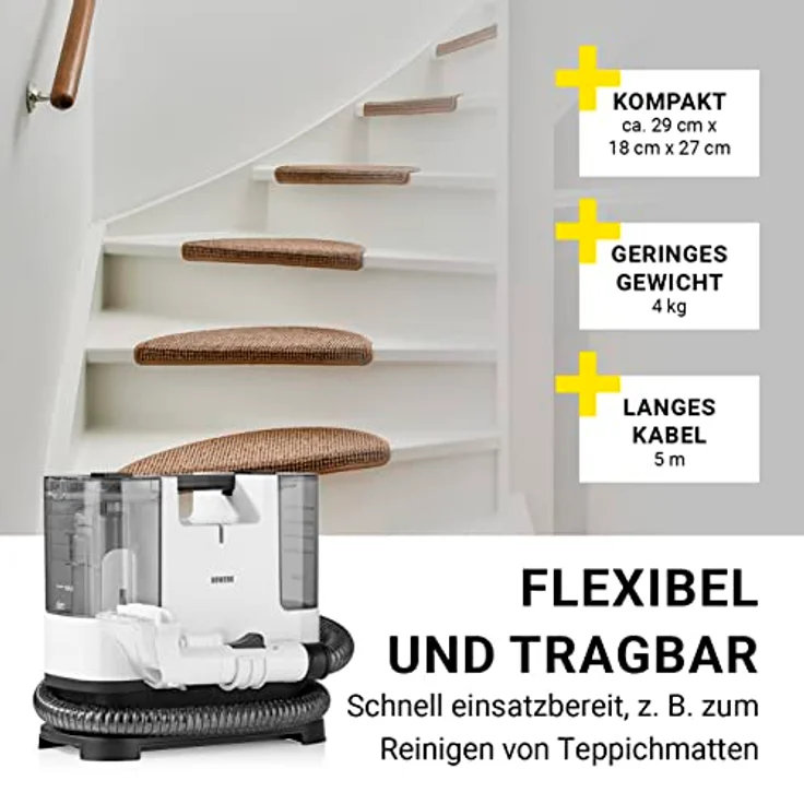 N8WERK Portable Clean Nass-Trocken-Sauger, 400 W, kompakt, leistungsstarker Fleckenentferner für Polster und Teppiche – Bild 5
