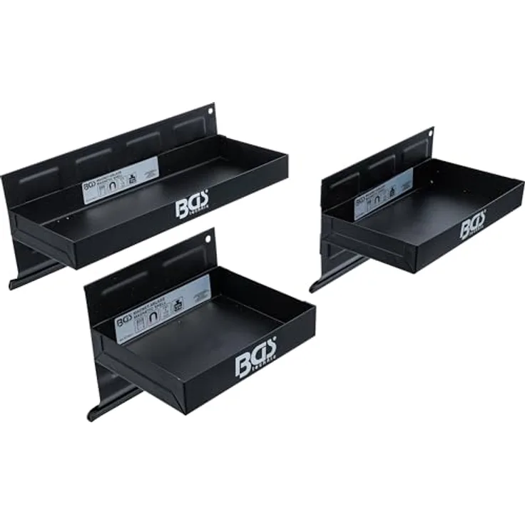 BGS TECHNIC Magnet-Ablagen-Satz 3-tlg. 150/210/310 mm mit starkem Magnet für Werkzeuge und Hilfsmittel