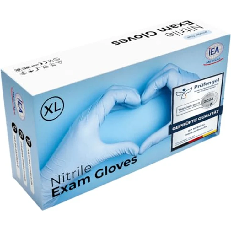 IEA Medical Nitrilhandschuhe Größe XL, 100 Stück – reißfest, latexfrei, puderfrei, geprüfte Qualität, ideal für Allergiker, Pflege, Haushalt & Gastro – Bild 1