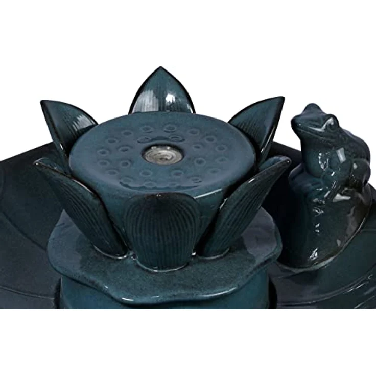 dobar® 96091e Design Solarbrunnen Helena Keramik | Gartenbrunnen Outdoor | Terrassenbrunnen aus Polyresin | Zierbrunnen Outdoor |Design Springbrunnen Kunststein | 39 x 39 x 64 cm | Grün – Bild 3