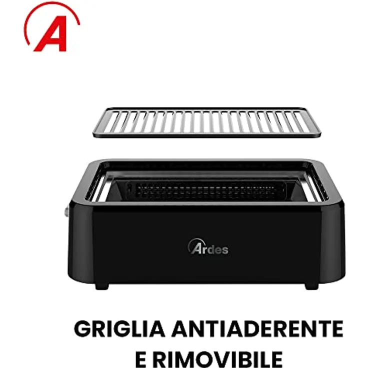 Ardes ARGRILL01 Rauchfreier Elektrogrill mit Infrarotheizung 1100 W, Tragbarer Elektro-Balkongrill, Rauchfrei, BBQ, Innen- oder Außenbereich, abnehmbarer Grill - Schwarz – Bild 2