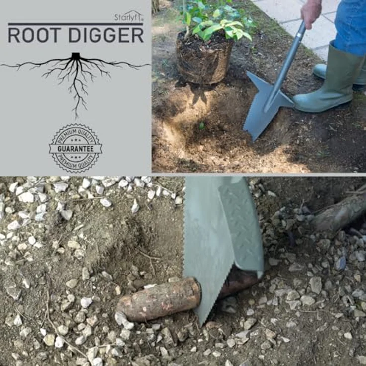 Starlyf Spaten Root Digger Wurzelspaten, (Spar Set, 1-St., 1er, 2er Pack oder mit Schaufel), Mehrzweckschaufel mit Schneidspitze, 124cm aus Manganstahl, grau – Bild 5