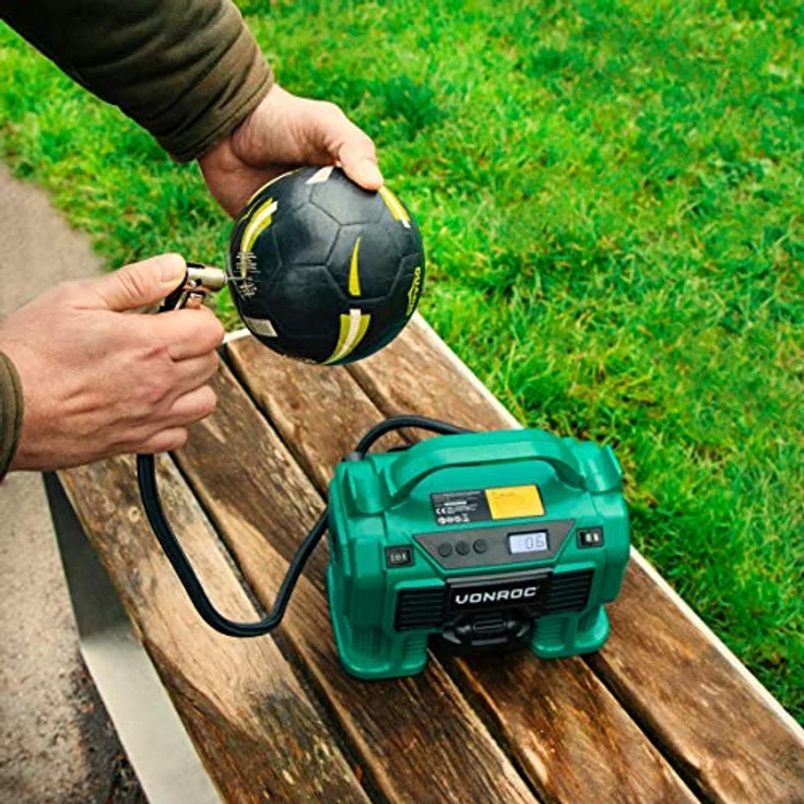 VONROC Akku-Kompressor VPower 20V - 2-in-1 Multifunktions-Kompressor mit 11 bar Max. Arbeitsdruck, inkl. 8-teiligem Zubehör - Blau – Bild 3