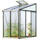 GFP Gewächshaus Anlehngewächshaus Ella 32, Aluminium, 137x194 cm, mit 16 mm Polycarbonat-Platten und Einfachschiebetür