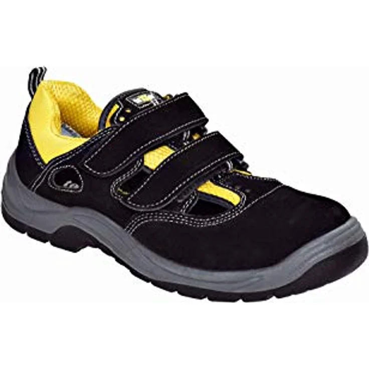 teXXor® S1-Sicherheitsklettsandalen ROMANS 6115-45, Veloursleder schwarz mit atmungsaktivem Futter und Stahlzehenschutz – Bild 2