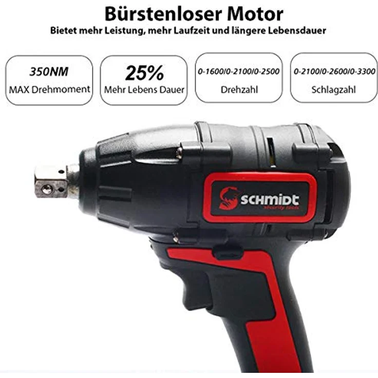 SCHMIDT security tools Akku-Schlagschrauber ID-180 LED - 300Nm 3-Gang 1/4' HEX, Bürstenloser Motor, Inkl. 20V 4Ah Akku & Ladegerät, Kompakt mit LED-Arbeitslicht - Profi-Schrauber für anspruchsvolle Aufgaben – Bild 2