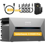 Powerness Balkonkraftwerk Speicher, Anker Solix Solarbank 2 E1600 Pro mit integriertem Wechselrichter, inkl. Anker Smarten Zähler, 2400W Unterstützung, LFP-Batterie, in Schwarz