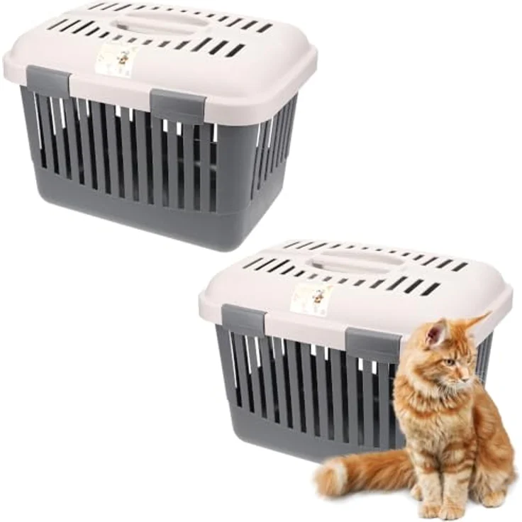 GarPet 2X Katzentransportbox Oben Öffnen Open Top Stressfrei Dachöffnung Hundetransportbox Hunde Katzen Kleintier Transport Box Transportbox – Bild 1
