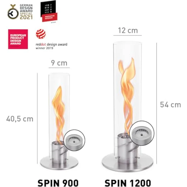höfats - Spin 900 Silber NEUES Modell mit verlängerter Brenndauer Dank innovativer Brenntechnologie - flüssig Bioethanolkamin, Edelstahl Tischfeuer, wärmender Tischkamin für Indoor und Outdoor – Bild 2