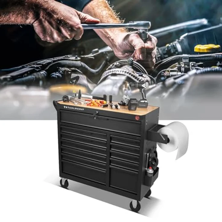 STAHLWERK Werkzeugwagen DINO, XXL Montagewagen mit 364 Werkzeugen aus CrV, inkl. T-Griff Schraubendreher, Schlüssel und Zangen – Bild 11
