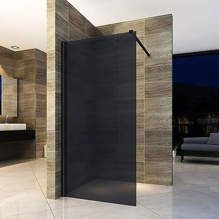 Aloni Eco Walk- In Duschwand aus Rauchglas schwarz 100x200 8mm – Bild 3