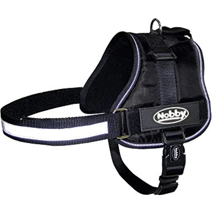 Nobby Geschirr SEGURO, ergonomisches Hundegeschirr in schwarz, Bauch: 72-90 cm, stufenlos verstellbar, mit Reflektoren und Fleece-Innenfutter – Bild 1