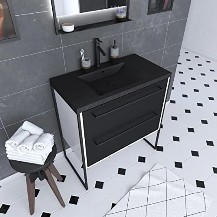 AURLANE PACM027 Structura P027 Badezimmermöbel, schwarz/weiß