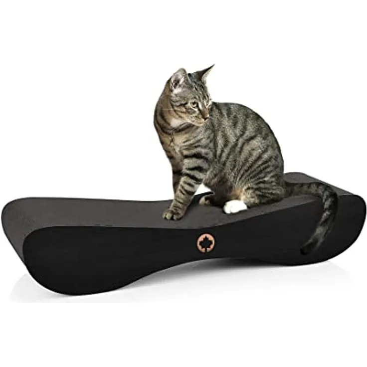 CanadianCat Company | Kratzbrett Satellite 2.0 - Black Edition - gemasert - Kratzpappe in schwarz | ca. 76 x 24 x 15 cm