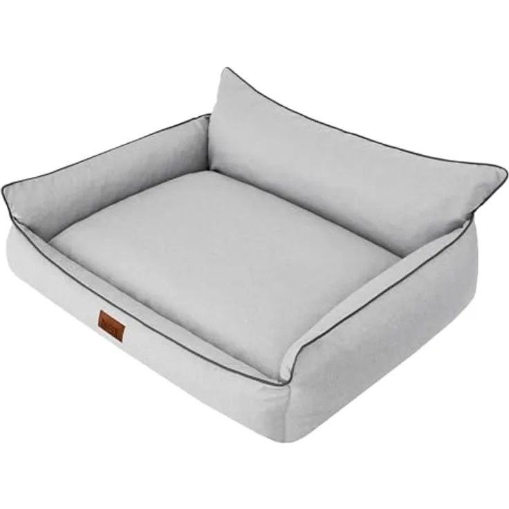 DOGGY Hundebett Haustierbett Hundeliege Kissen Liegen Hundekissen Bett Sofa Hundematratze Tierbett Hundesofa Matratze, Asche Ökoleinen, XXL - 106 x 80 cm