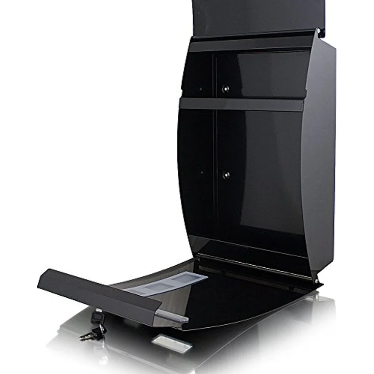 MS-Point Halbrunder Wandbriefkasten, eleganter Metallbriefkasten mit 3 Sichtfenstern, Schwarz – Bild 3