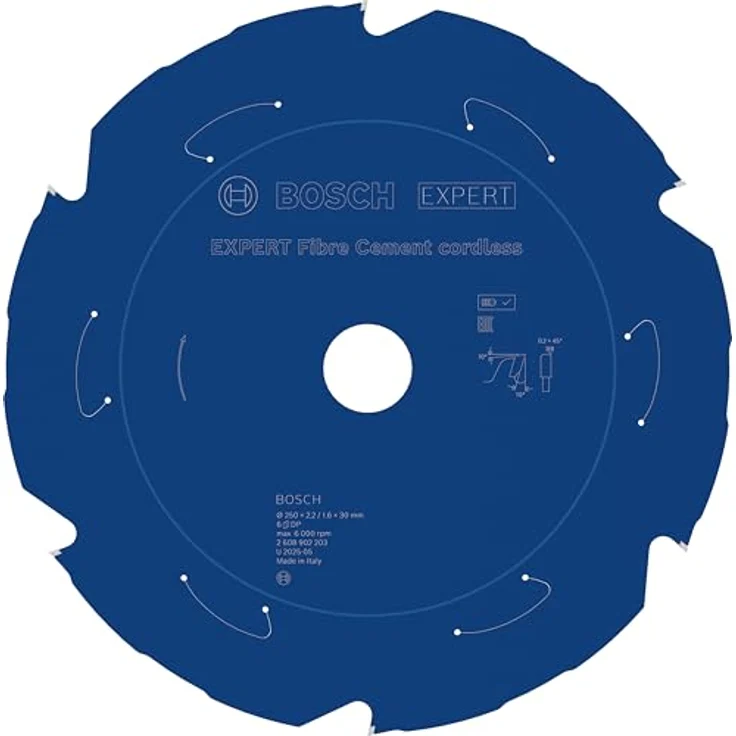 Bosch EXPERT Fibre Cement Kreissägeblatt, 250 mm, für kabellose Kapp- und Gehrungssägen, mit polykristallinem Diamant (PCD) für Faserzementplatten – Bild 1