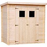 TIMBELA M311+M311G Holzhaus Gartenhaus - Gartenschuppen Holz mit Boden Imprägnierte B204xL142xH200 cm/ 2,22 m2 Lagerschuppen für Garten - Fahrrad Schuppen - Wasserfestes Dach