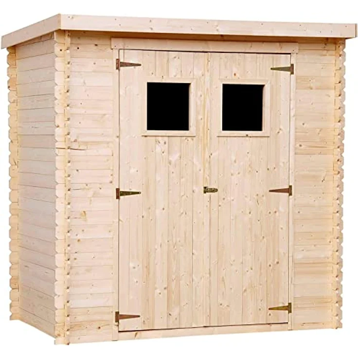 TIMBELA M311+M311G Holzhaus Gartenhaus - Gartenschuppen Holz mit Boden Imprägnierte B204xL142xH200 cm/ 2,22 m2 Lagerschuppen für Garten - Fahrrad Schuppen - Wasserfestes Dach – Bild 1