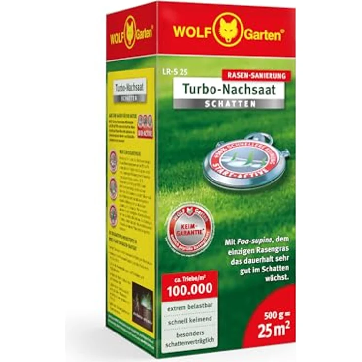 WOLF-Garten Turbo-Nachsaat Schatten Rasen 0,5 kg für 25m² LR-S25 – Bild 2