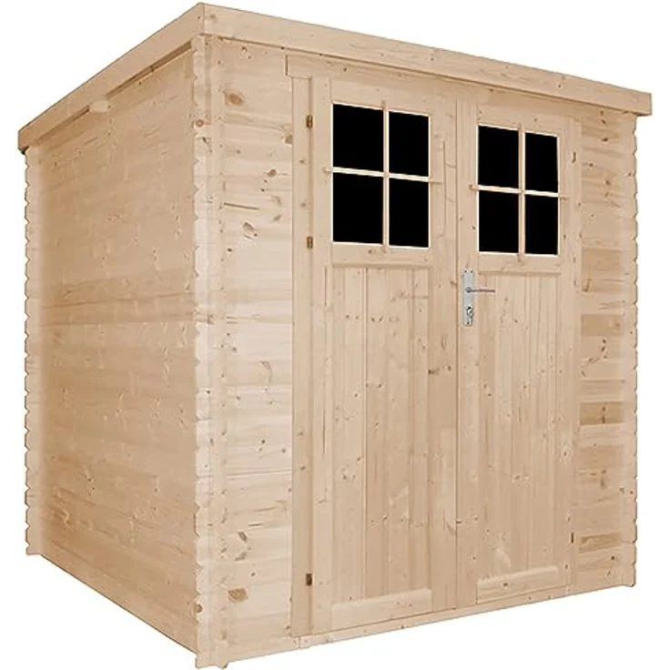 TIMBELA Gartenhaus Holz - Geräteschuppen Holz - Gerätehaus mit hochwertige abschließbare Tür B204xL204xH202 cm/ 3.53 m2 - Fahrrad Schuppen - Gartenhäuser & aufbewahrung Wasserfestes Dach M309F – Bild 1